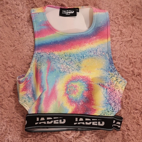 Jaded London Rainbow Open Back Crop Top - Picture 2 of 5